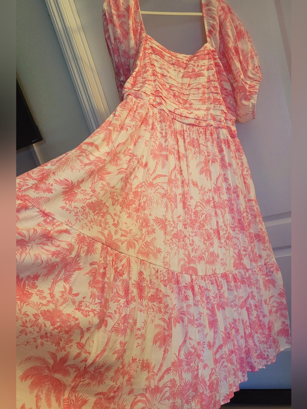 LC Lauren Conrad Pink Toile Square-Neck Midi Dress - Picture 3 of 9